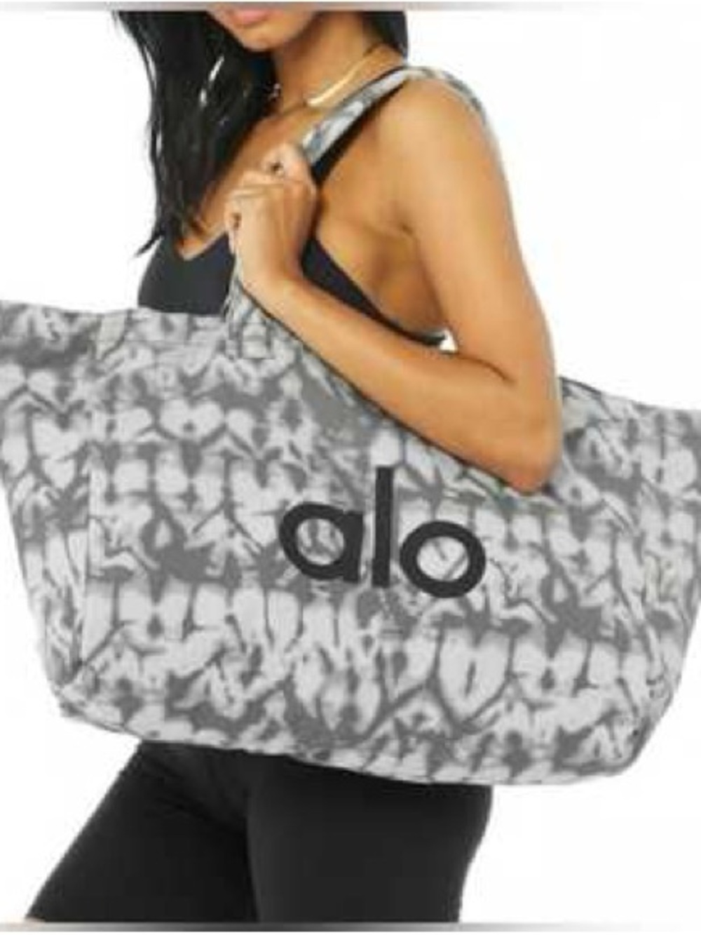 Iconic Shopper Tote , Grey tie-dye pattern Tota Pilates & Yoga Bag ALO Yoga Nwt